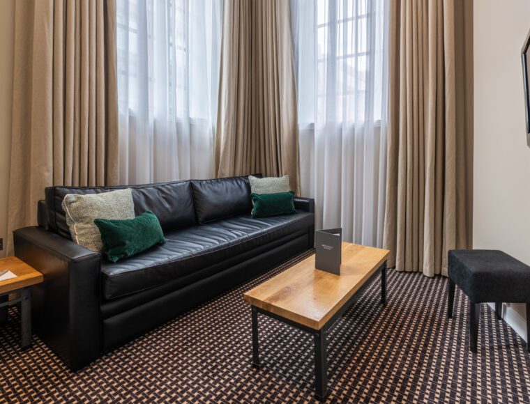Junior suite lounge area, located in Liverpool.