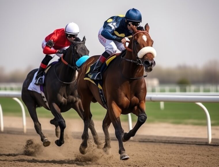 Jockeys compete for the Royal Ascot cup
