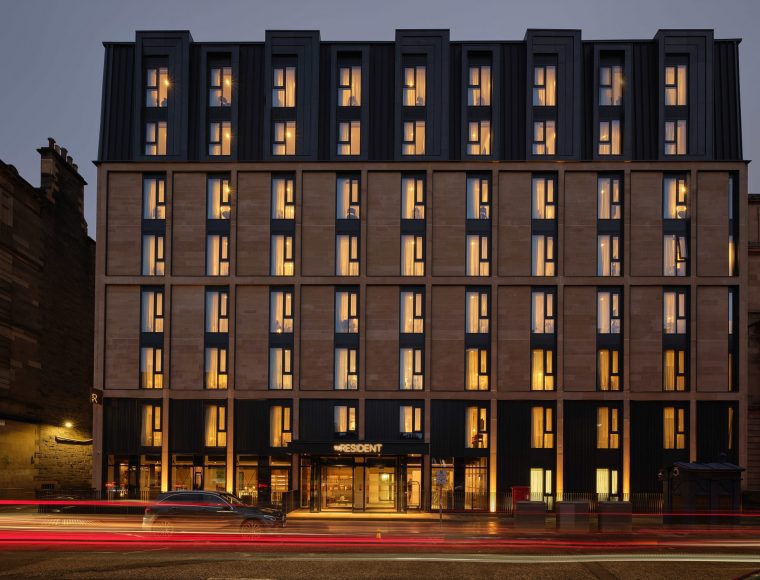 The exterior of The Resident Edinburgh in the evening